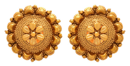 One Gram Gold Plated Round Floral Stud Earrings Fancy