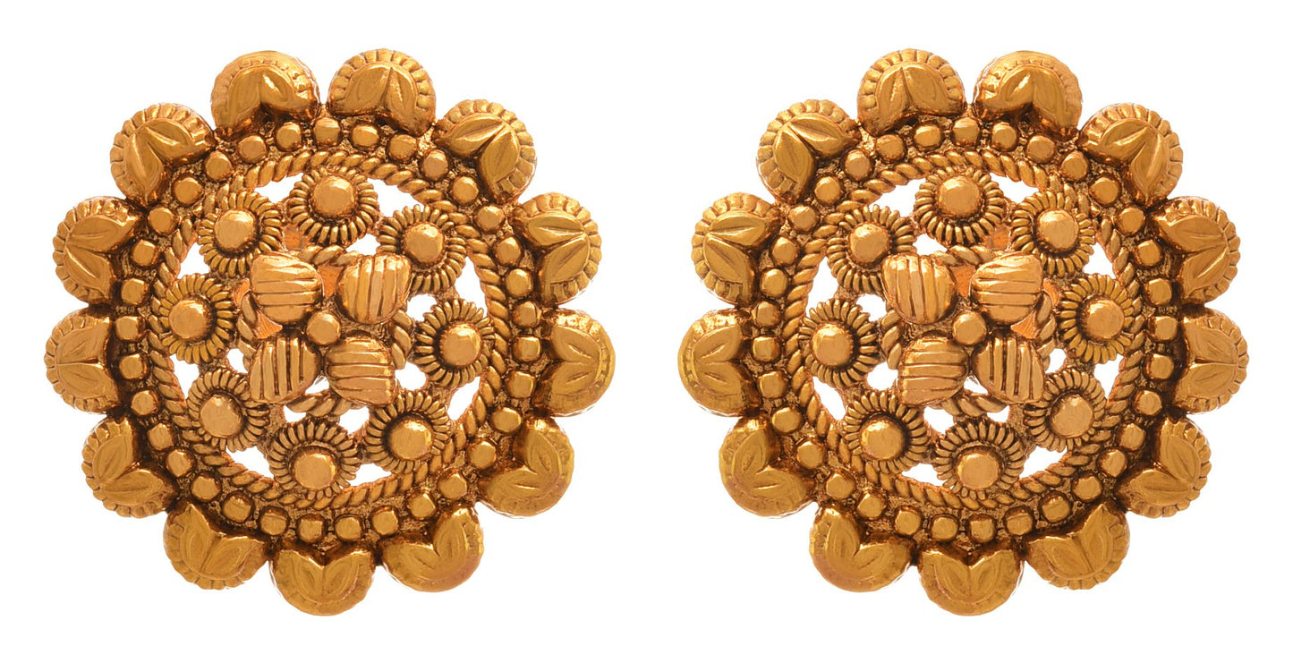 Premium One Gram Gold Studs – Handcrafted Traditional Jewelry
