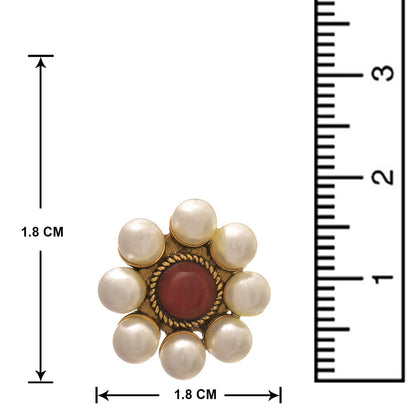 One Gram Gold Plated Stone & Imitation Pearls Design Stud Earring .