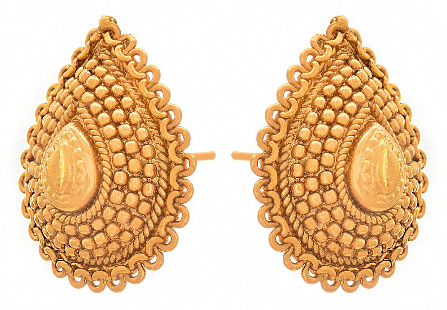 One Gram Gold-Plated Drop Stud Earrings – Elegant Traditional Design