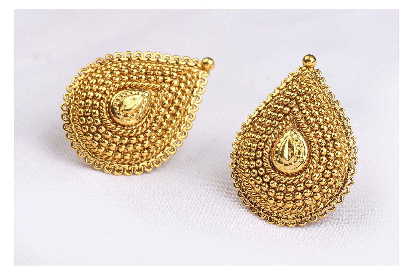 One Gram Gold-Plated Drop Stud Earrings – Elegant Traditional Design