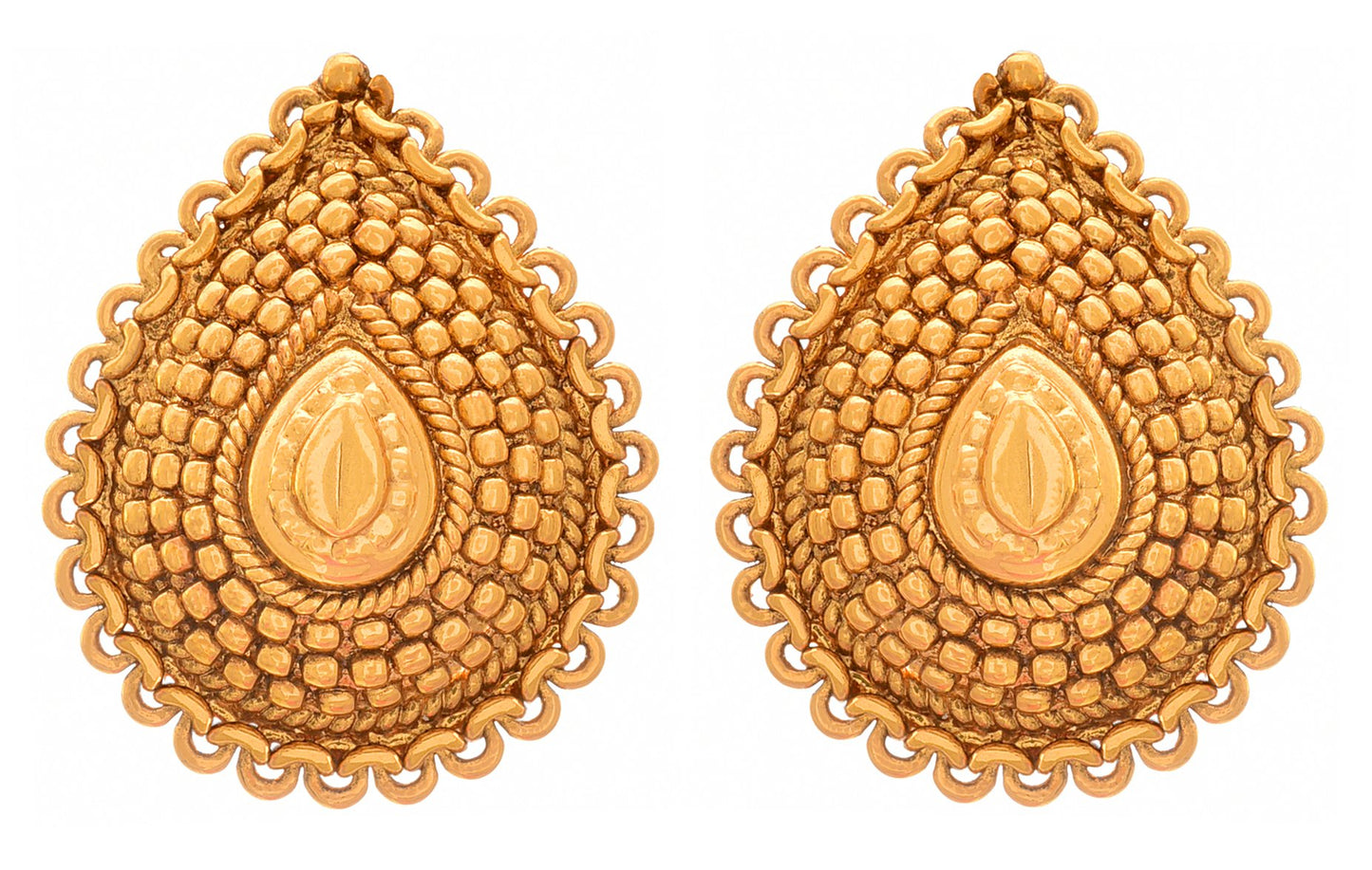 One Gram Gold-Plated Drop Stud Earrings – Elegant Traditional Design