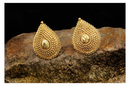 One Gram Gold-Plated Drop Stud Earrings – Elegant Traditional Design
