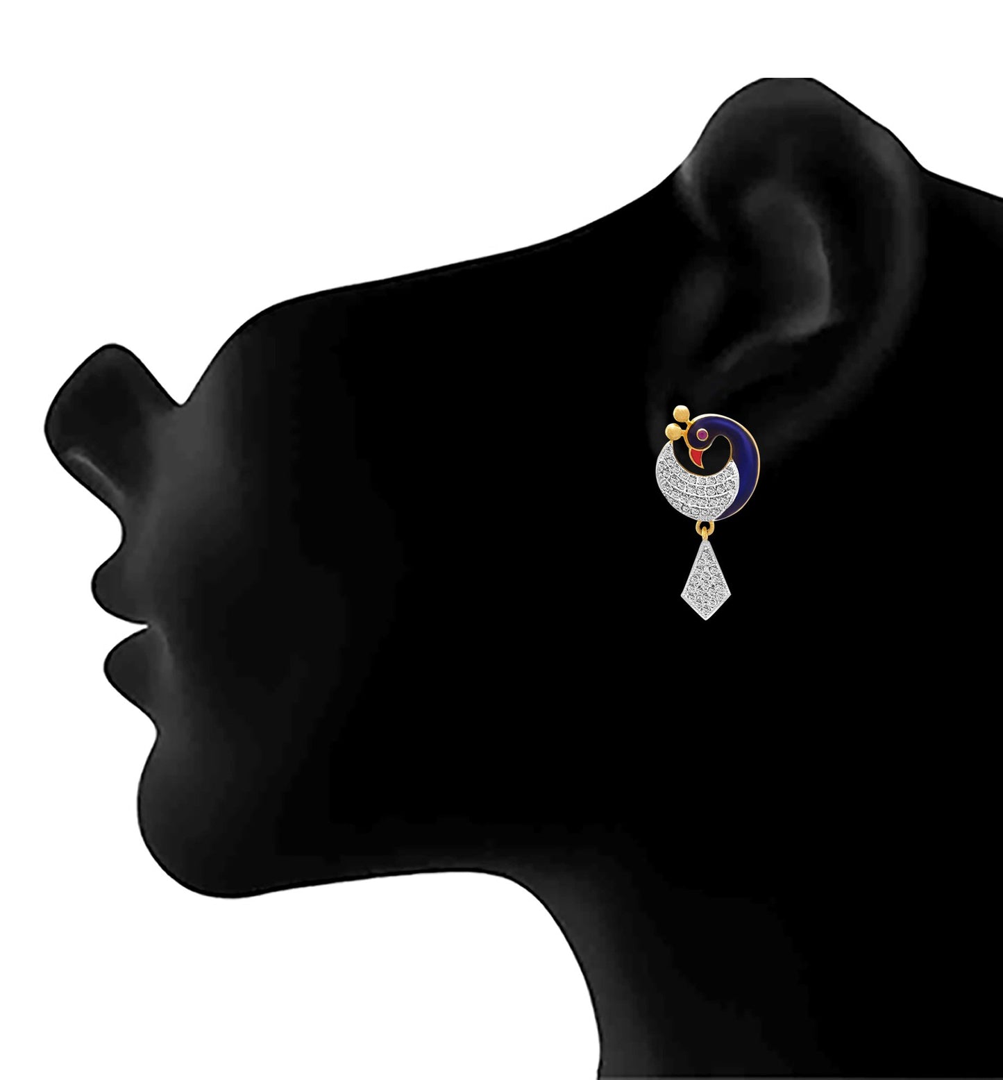 Meenakari Peacock Earrings – One Gram Gold-Plated with CZ American Diamond