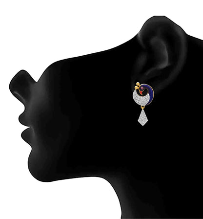 Meenakari Peacock Earrings – One Gram Gold-Plated with CZ American Diamond