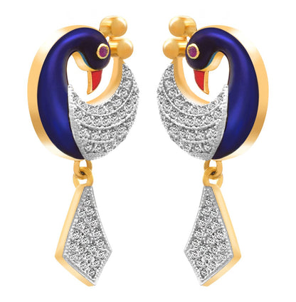 Meenakari Peacock Earrings – One Gram Gold-Plated with CZ American Diamond