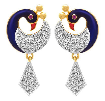 Meenakari Peacock Earrings – One Gram Gold-Plated with CZ American Diamond