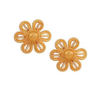 Premium Floral Earrings – Elegant Gold-Plated Flower Pattern Design