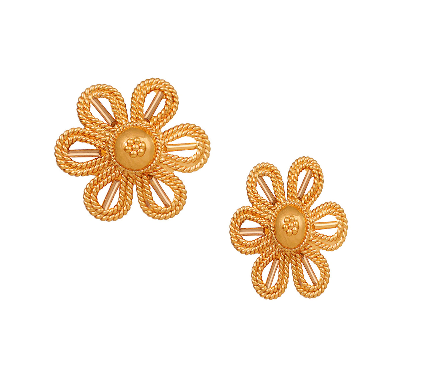 Premium Floral Earrings – Elegant Gold-Plated Flower Pattern Design