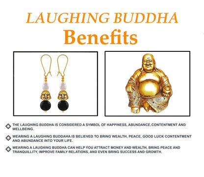 Oxidised Buddha Earrings – German Silver Plated with Yellow Agate & Pearl