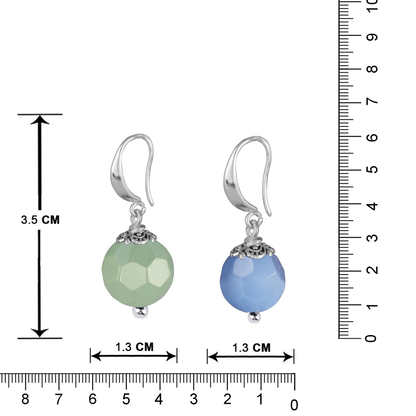 Semi-Precious Onyx Earrings Set 2 Pair Light Blue & Ment Green Round Drop Earrings Trendy Lightweight