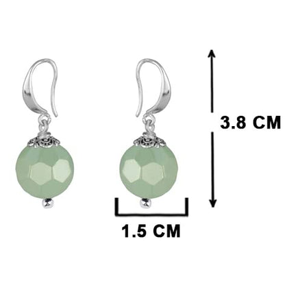 Premium Gemstone Beaded Stud Set – Handcrafted Mint Green & Onyx Earrings