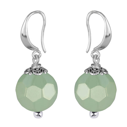 Premium Gemstone Beaded Stud Set – Handcrafted Mint Green & Onyx Earrings