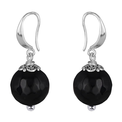 Premium Gemstone Beaded Stud Set – Handcrafted Mint Green & Onyx Earrings