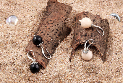 Semi-Precious Reiki Gemstone Onyx Beaded 2 Pair Natural Round Multicolor Earrings