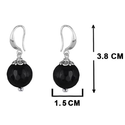 Oxidised Buddha Earrings – German Silver Plated with Onyx & Maroon Beads