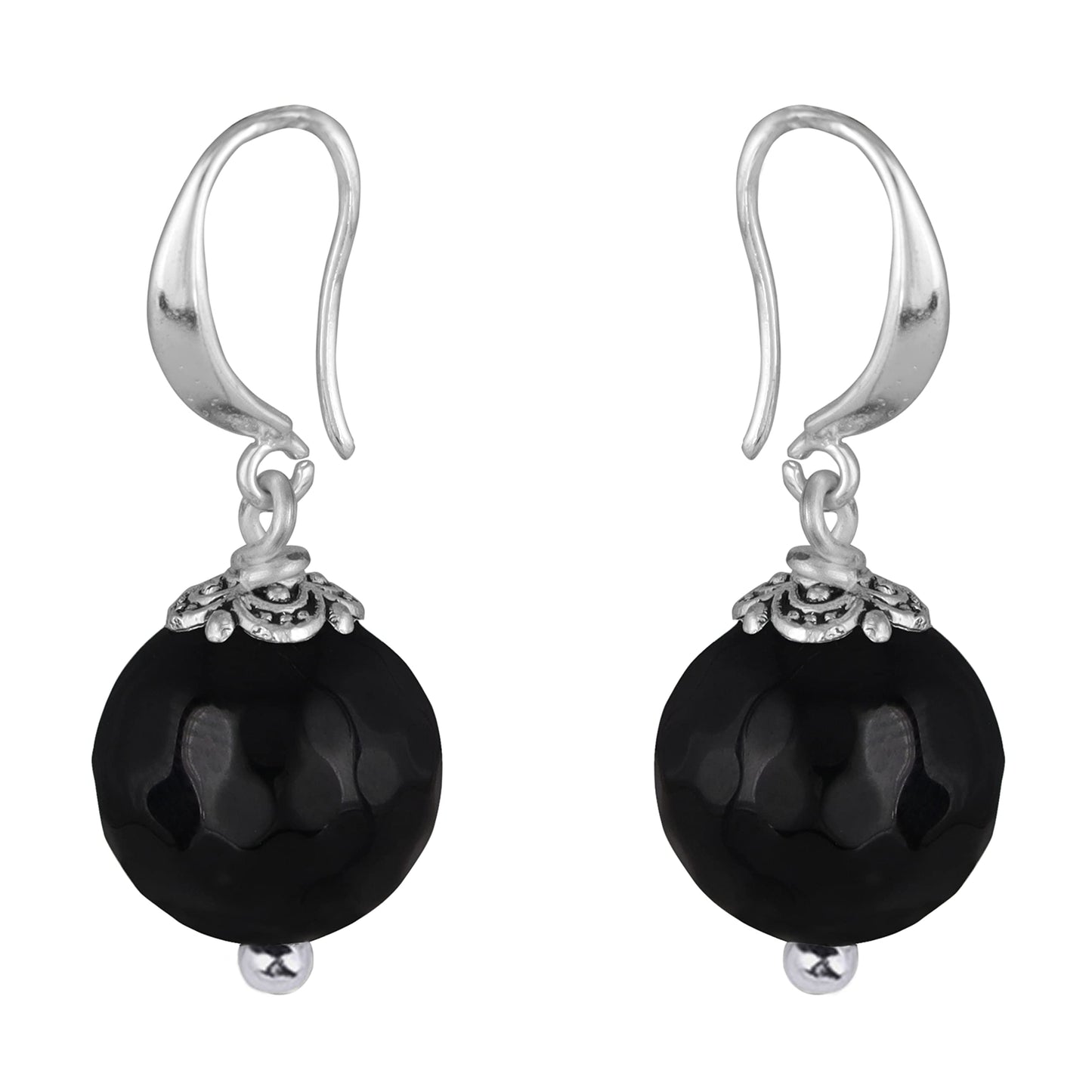 Oxidised Buddha Earrings – German Silver Plated with Onyx & Maroon Beads