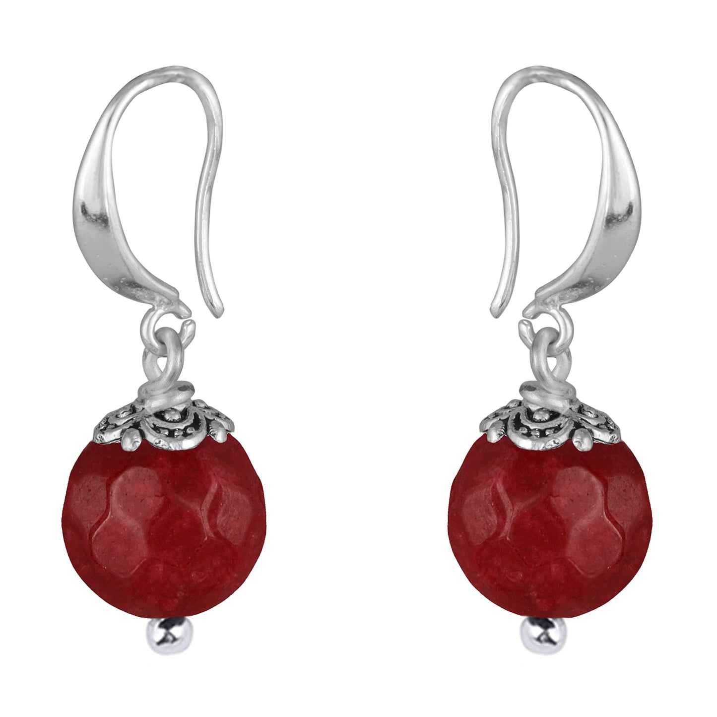 Oxidised Buddha Earrings – German Silver Plated with Onyx & Maroon Beads