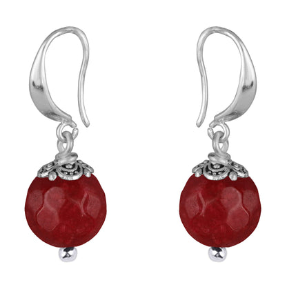 Oxidised Buddha Earrings – German Silver Plated with Onyx & Maroon Beads