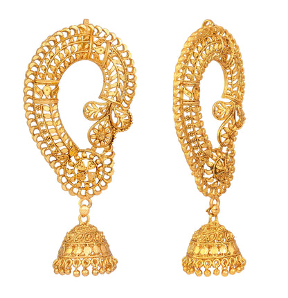 Gold-Plated Floral Ear Cuff Earrings – Copper-Base Minimalist Jewelry