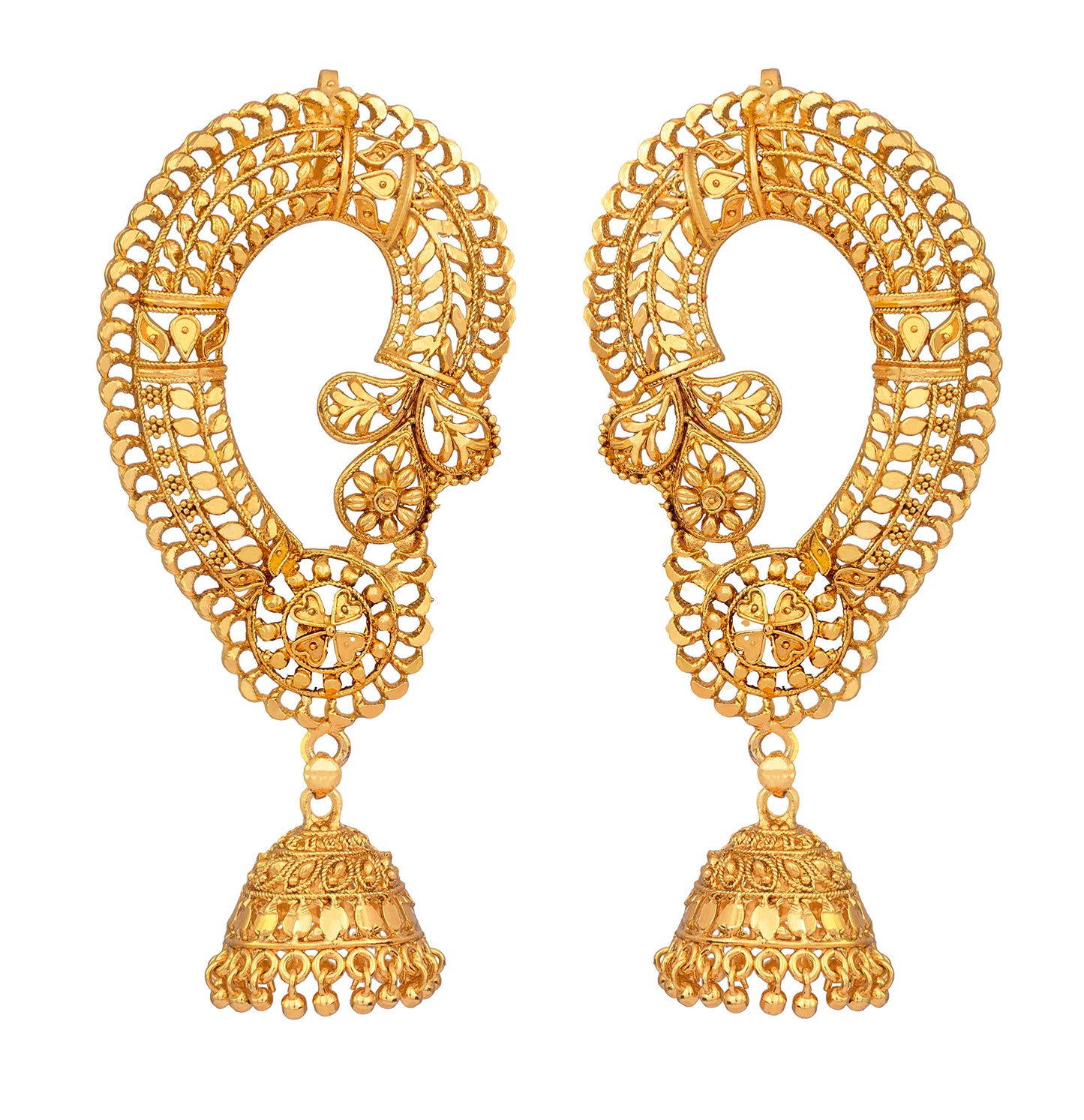 Gold-Plated Floral Ear Cuff Earrings – Copper-Base Minimalist Jewelry