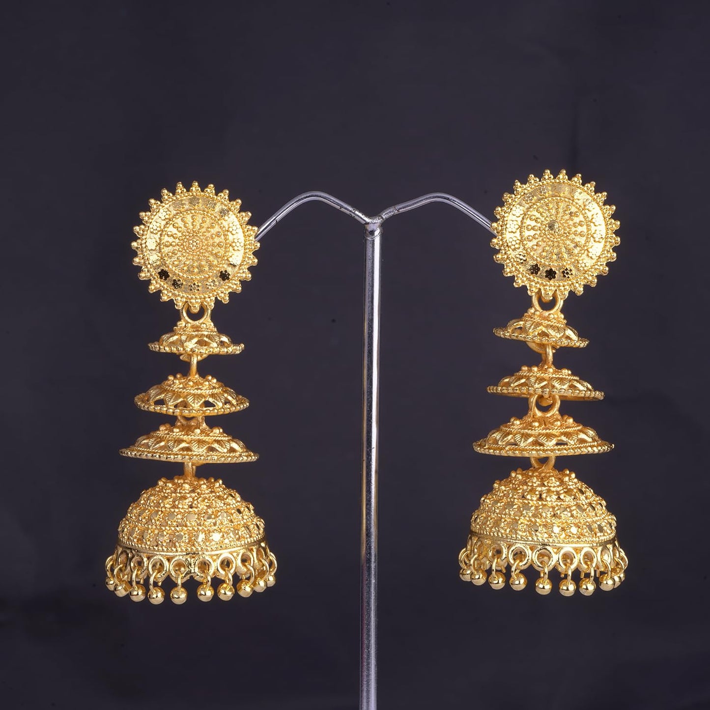 Antique Four Layered One Gram Gold Plated Jhumki Earring & Women