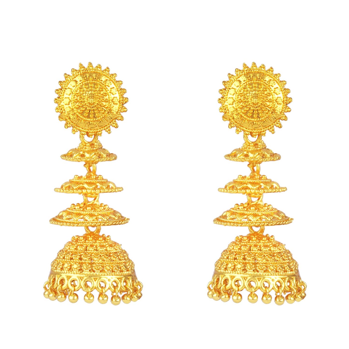 Antique Four Layered One Gram Gold Plated Jhumki Earring & Women
