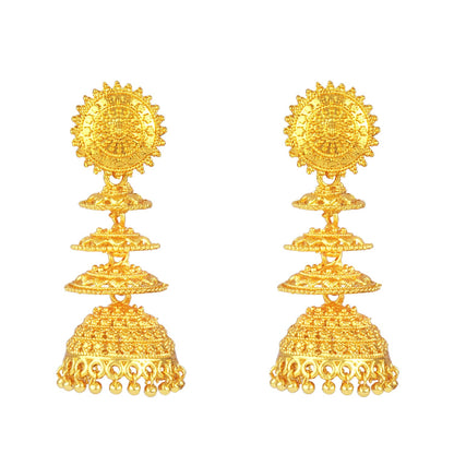 Antique Four Layered One Gram Gold Plated Jhumki Earring & Women