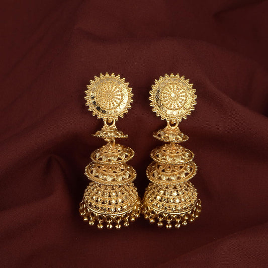 Antique Four Layered One Gram Gold Plated Jhumki Earring & Women