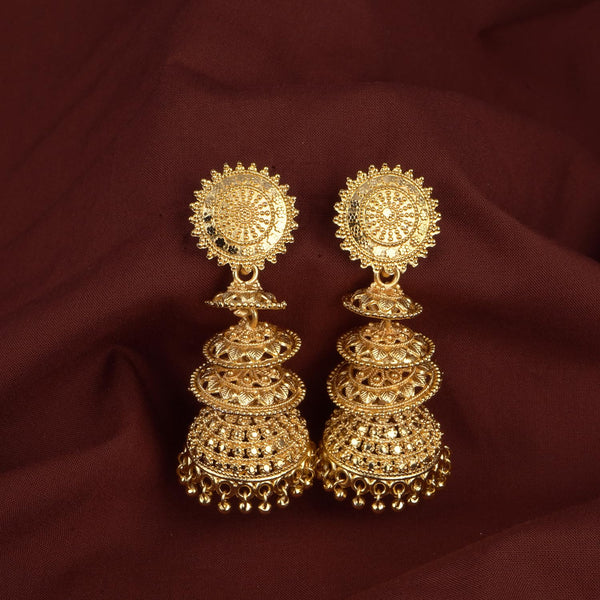 Antique Four Layered One Gram Gold Plated Jhumki Earring & Women