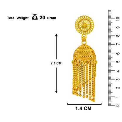 Premium Long Jhumka Dangler Earrings – Elegant Gold-Plated Traditional Design