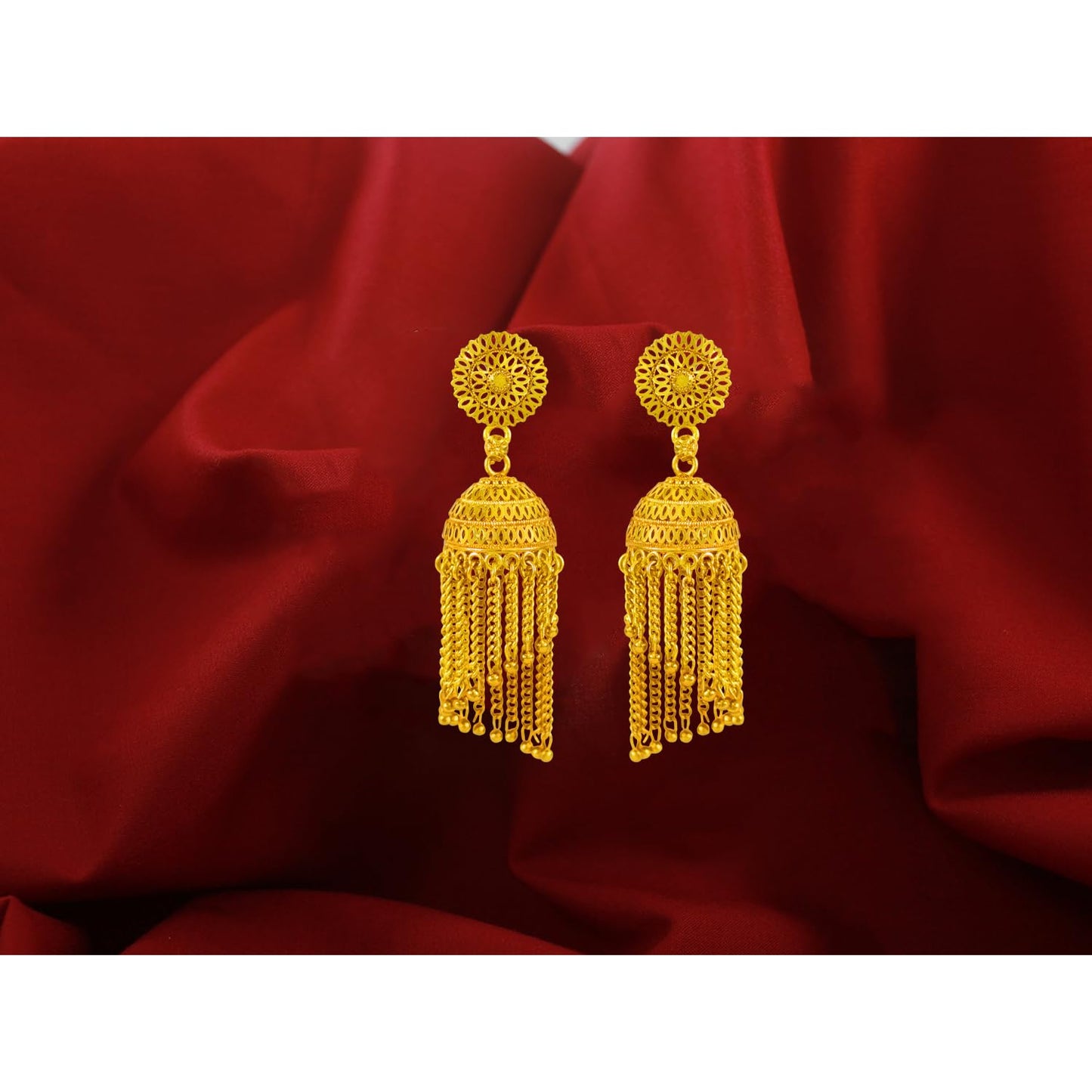 Premium Long Jhumka Dangler Earrings – Elegant Gold-Plated Traditional Design