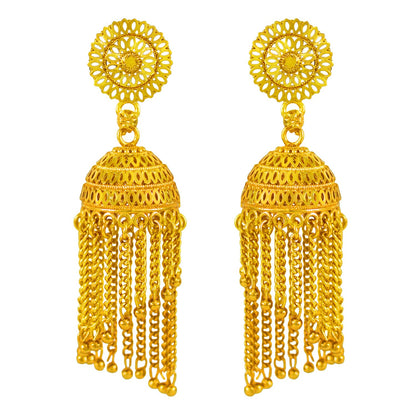 Premium Long Jhumka Dangler Earrings – Elegant Gold-Plated Traditional Design