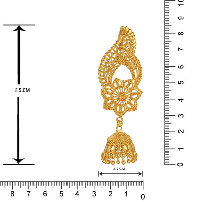 Gold-Plated 3-Layer Jhumki Earrings – Traditional Copper-Base Ethnic Design