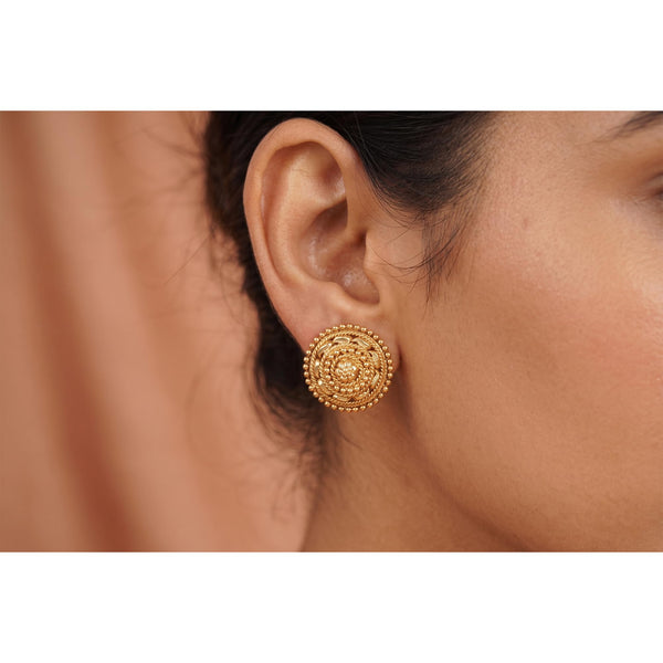 One Gram Gold Floral Stud Earrings – Traditional Ethnic Design