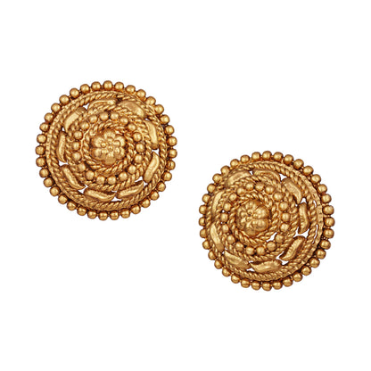 One Gram Gold Floral Stud Earrings – Traditional Ethnic Design