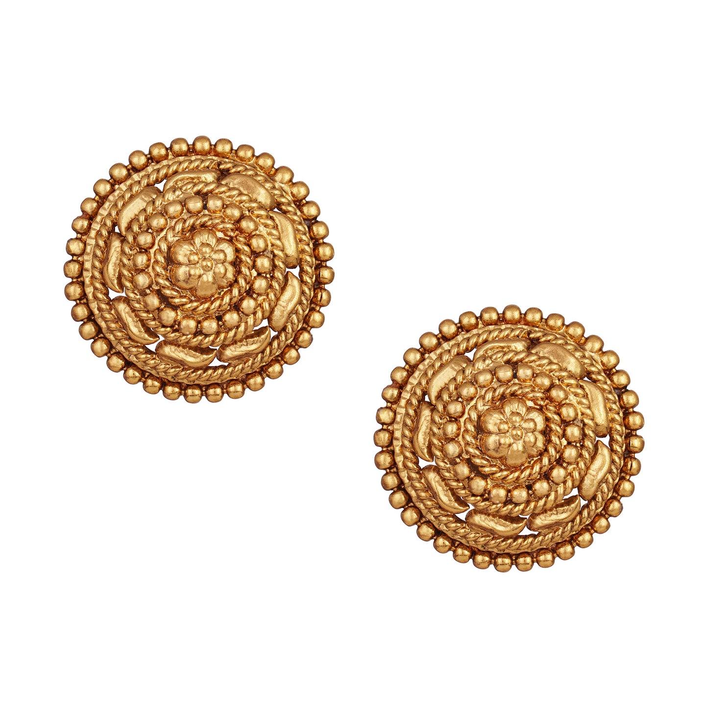 One Gram Gold Floral Stud Earrings – Traditional Ethnic Design