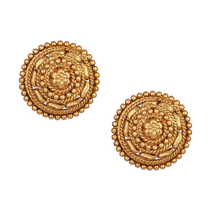 One Gram Gold Floral Stud Earrings – Traditional Ethnic Design