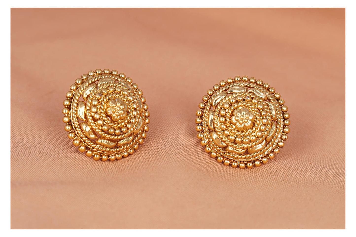 One Gram Gold Floral Stud Earrings – Traditional Ethnic Design