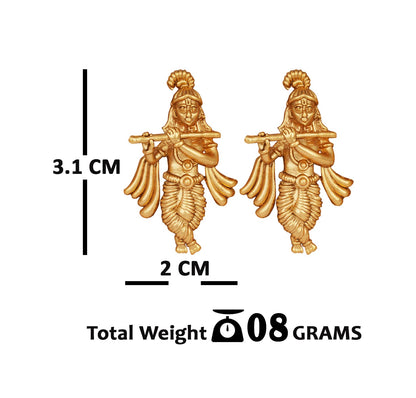 One Gram Gold Plated Indian Temple Lord Krishna Antique Earring