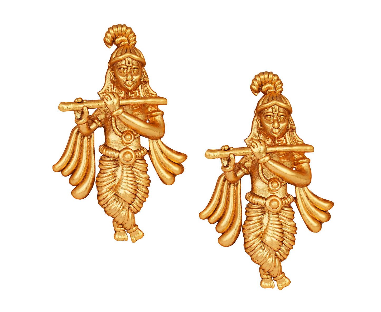 One Gram Gold Plated Indian Temple Lord Krishna Antique Earring