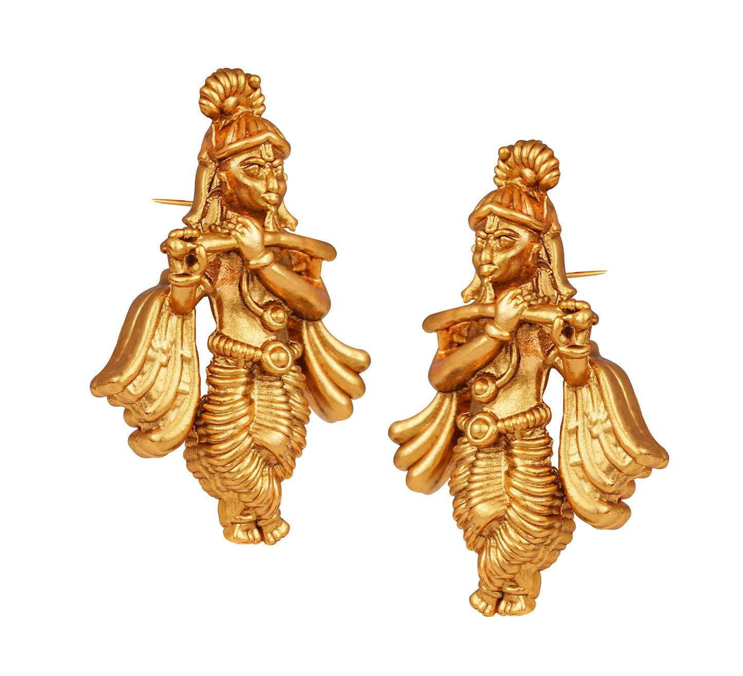 One Gram Gold Plated Indian Temple Lord Krishna Antique Earring