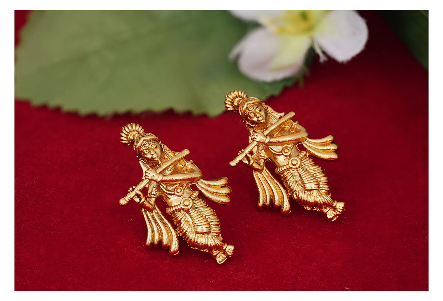 One Gram Gold Plated Indian Temple Lord Krishna Antique Earring