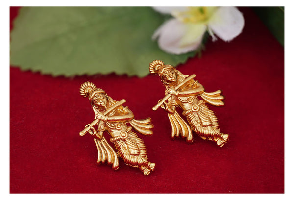 One Gram Gold Plated Indian Temple Lord Krishna Antique Earring
