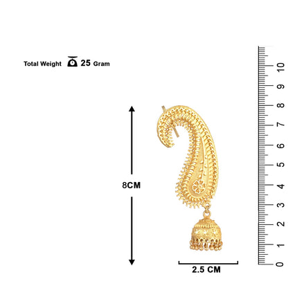 Gold Plated Paisley Design Ear Cuff Earring With Jhumka .