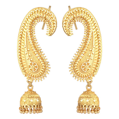 Gold Plated Paisley Design Ear Cuff Earring With Jhumka .