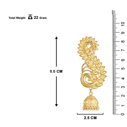 Elegant Leaf Motif Gold Plated Ear Cuff Earring With Jhumka .