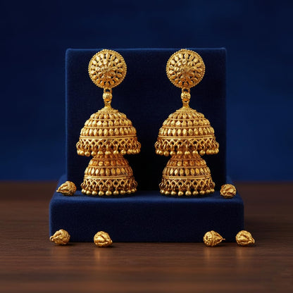 One Gram Gold Two-Layer Jhumki Earrings – Traditional Ethnic Design