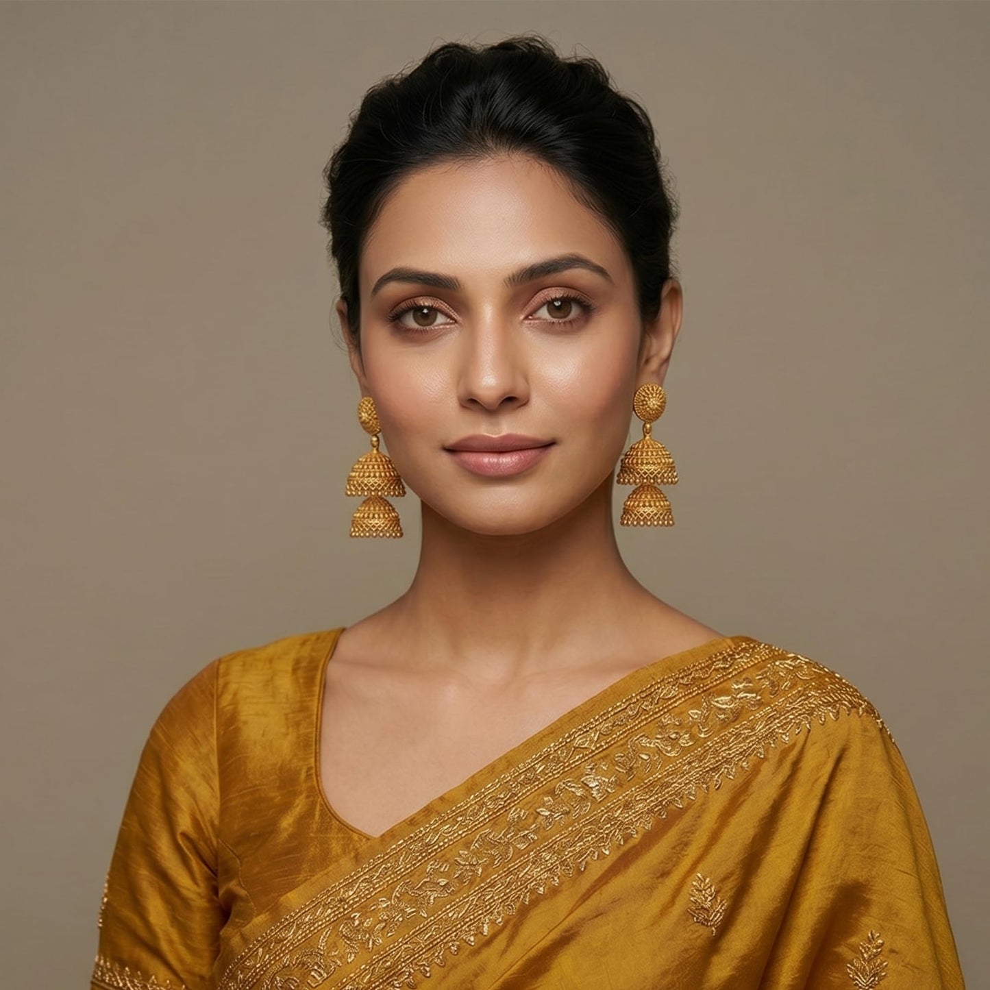One Gram Gold Two-Layer Jhumki Earrings – Traditional Ethnic Design