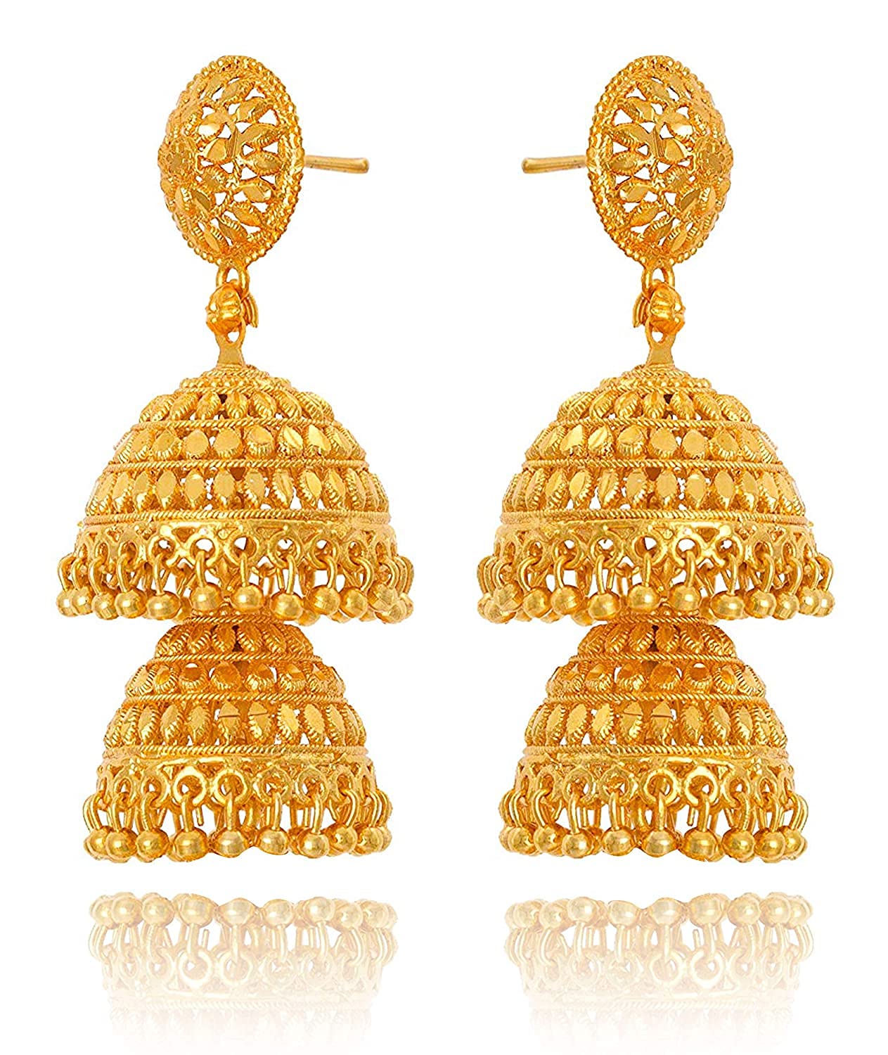 One Gram Gold Two-Layer Jhumki Earrings – Traditional Ethnic Design